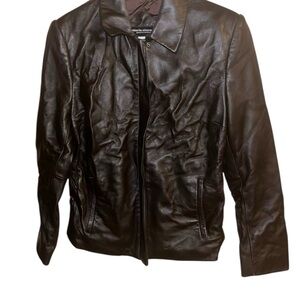 Vintage Valerie Steven’s Women’s Solid Brown Lamb Leather Jacket Outerwear, Sz S